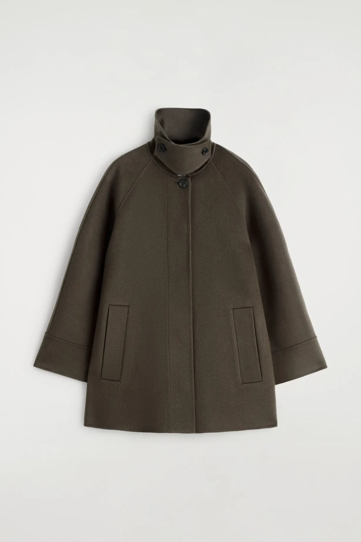 MOCK-NECK DOUBLE-FACED WOOL SHORT COAT