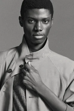 MOCK-NECK TWILL BLOUSON JACKET