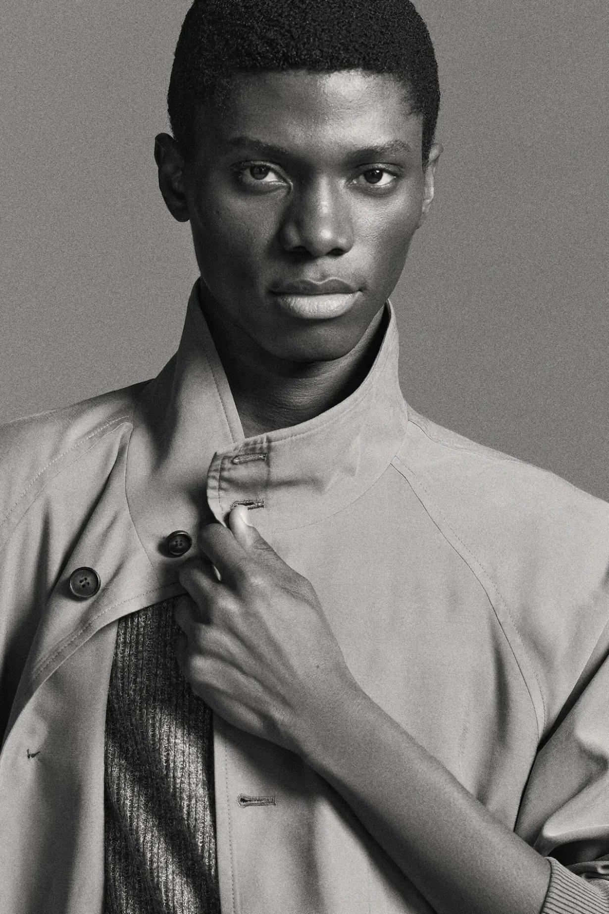 MOCK-NECK TWILL BLOUSON JACKET
