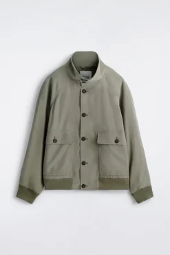 MOCK-NECK TWILL BLOUSON JACKET