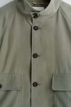 MOCK-NECK TWILL BLOUSON JACKET
