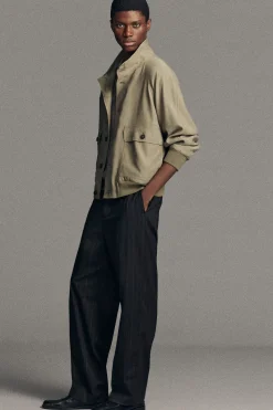 MOCK-NECK TWILL BLOUSON JACKET