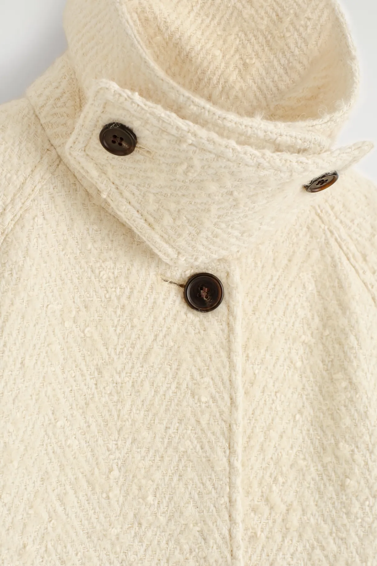 MOCK-NECK WOOL-HERRINGBONE SHORT COAT