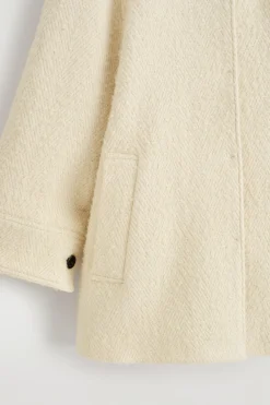 MOCK-NECK WOOL-HERRINGBONE SHORT COAT