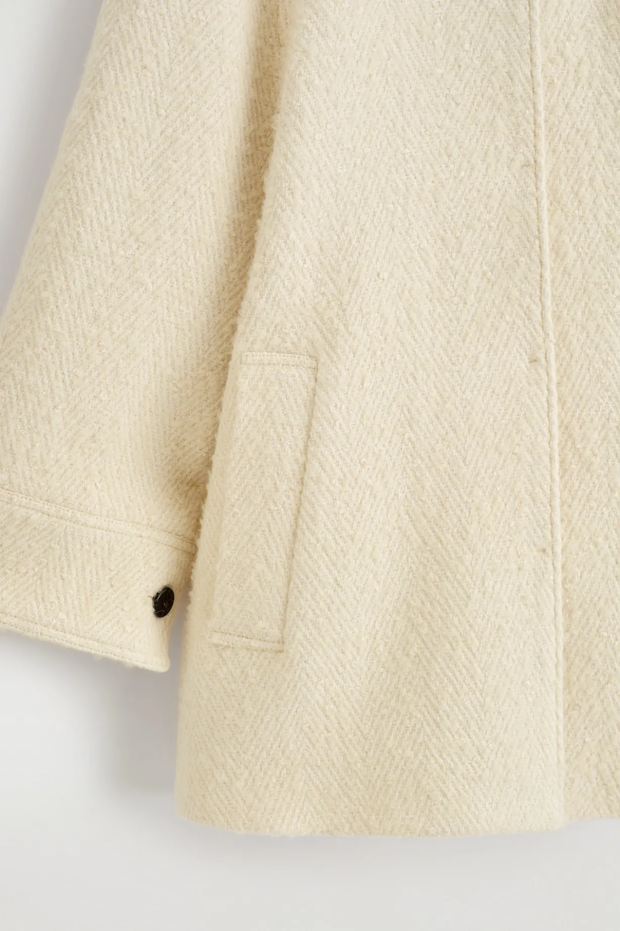 MOCK-NECK WOOL-HERRINGBONE SHORT COAT