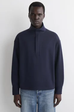 MOCK-NECK ZIP-UP SWEATSHIRT