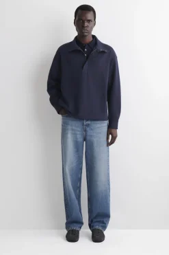 MOCK-NECK ZIP-UP SWEATSHIRT