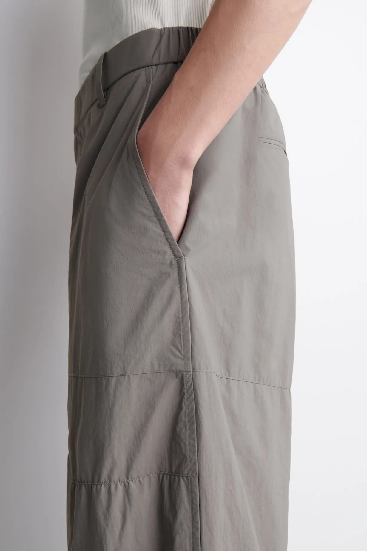 NYLON BARREL-LEG RELAXED-FIT PANTS