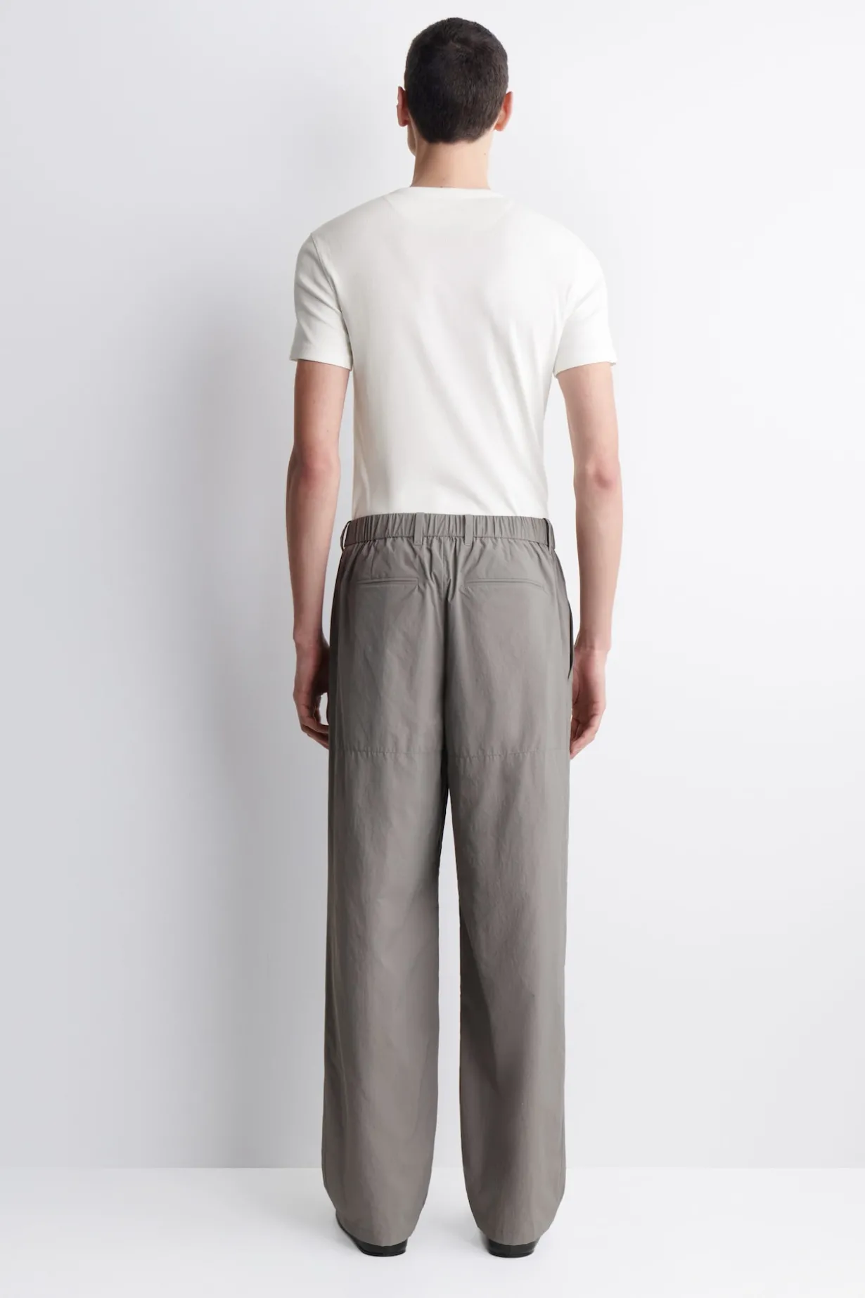 NYLON BARREL-LEG RELAXED-FIT PANTS