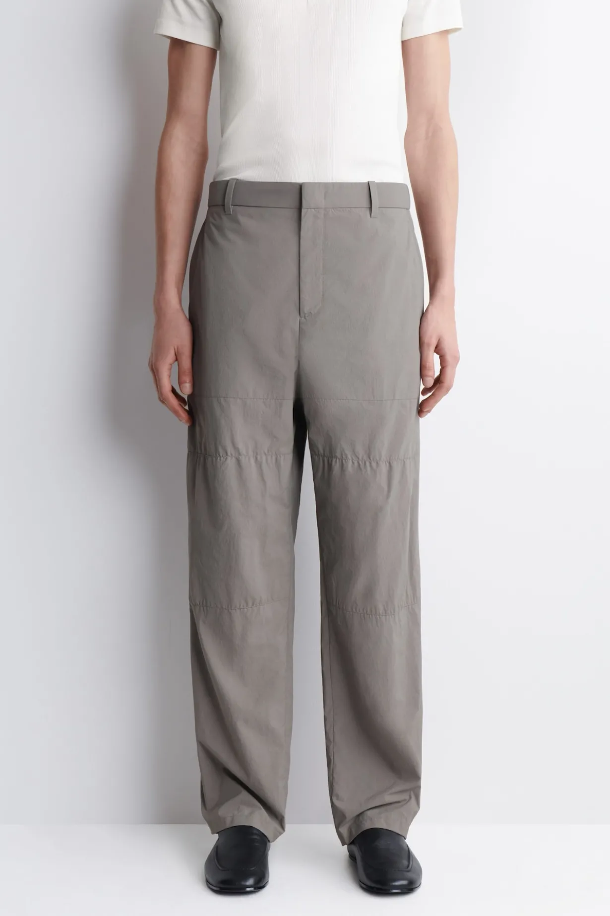 NYLON BARREL-LEG RELAXED-FIT PANTS