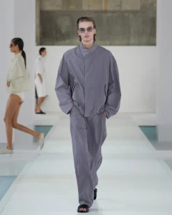 NYLON BARREL-LEG RELAXED-FIT PANTS