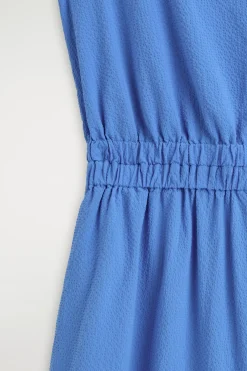 OPEN-BACK SEERSUCKER WIDE-LEG JUMPSUIT