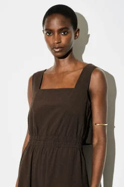 OPEN-BACK SEERSUCKER WIDE-LEG JUMPSUIT