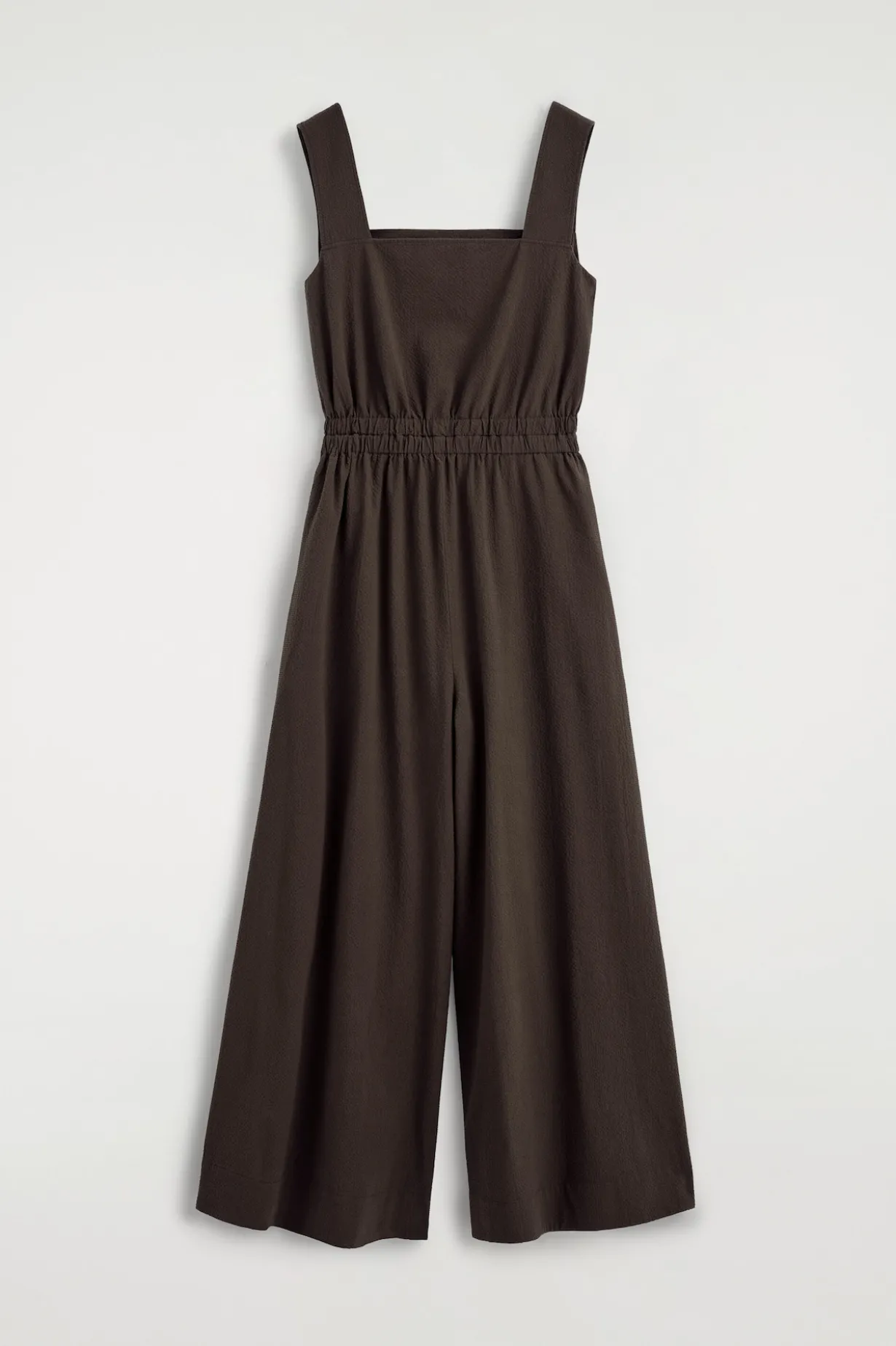 OPEN-BACK SEERSUCKER WIDE-LEG JUMPSUIT