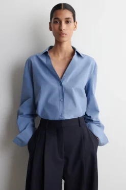 OPEN-COLLAR COTTON-POPLIN SHIRT