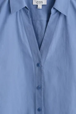 OPEN-COLLAR COTTON-POPLIN SHIRT
