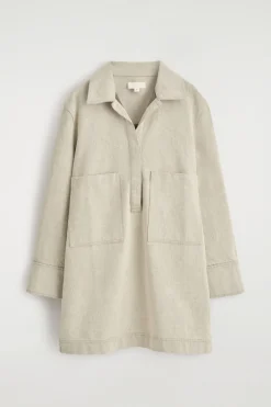 OPEN-COLLAR DENIM SHIRT DRESS