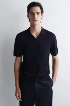 OPEN-COLLAR MERINO WOOL POLO SHIRT