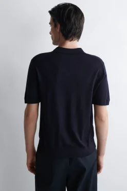 OPEN-COLLAR MERINO WOOL POLO SHIRT