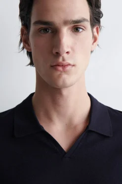 OPEN-COLLAR MERINO WOOL POLO SHIRT