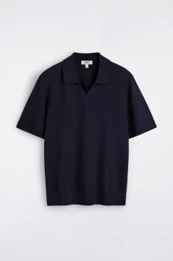 OPEN-COLLAR MERINO WOOL POLO SHIRT