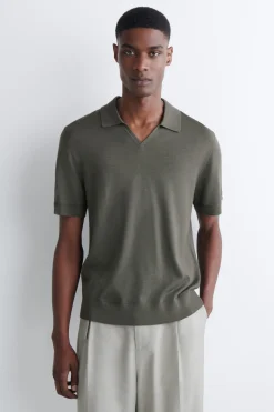 OPEN-COLLAR MERINO WOOL POLO SHIRT