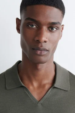 OPEN-COLLAR MERINO WOOL POLO SHIRT