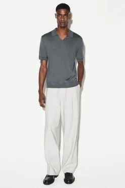 OPEN-COLLAR MERINO WOOL POLO SHIRT