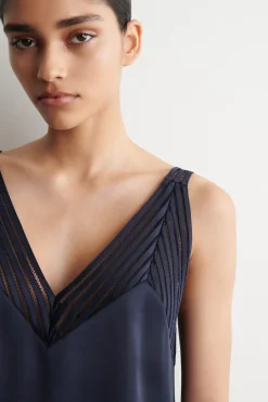 OPEN-STITCH SATIN CAMI TOP