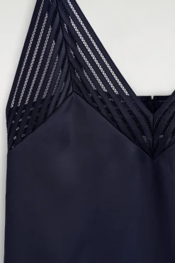 OPEN-STITCH SATIN CAMI TOP