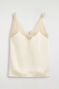 OPEN-STITCH SATIN CAMI TOP