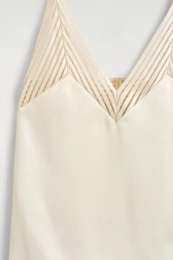 OPEN-STITCH SATIN CAMI TOP