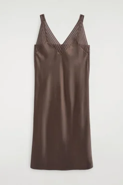 OPEN-STITCH SATIN SLIP DRESS