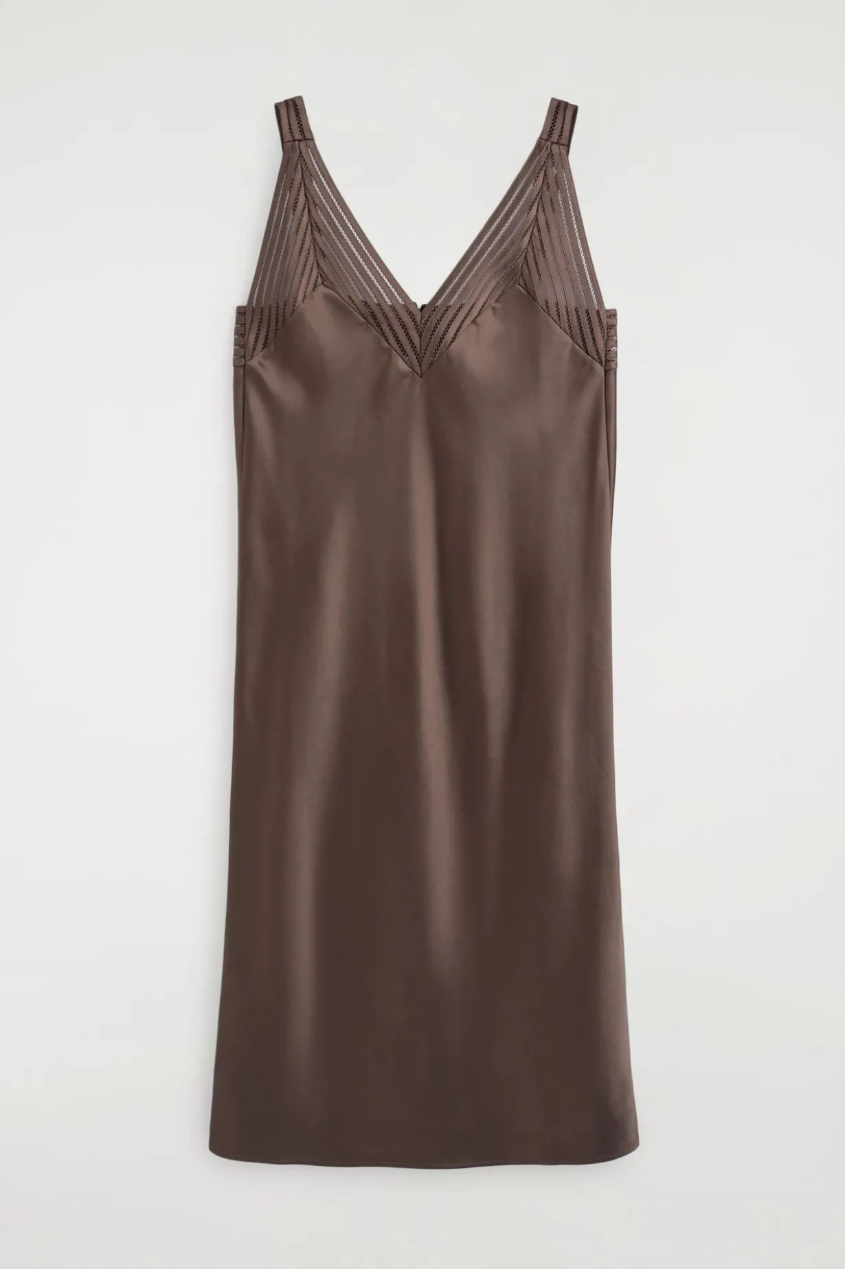 OPEN-STITCH SATIN SLIP DRESS