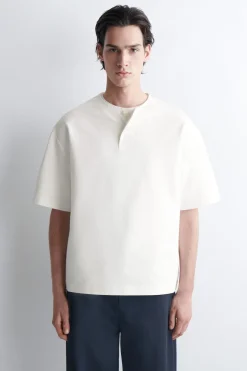 OVERSIZED COTTON-JERSEY HENLEY T-SHIRT