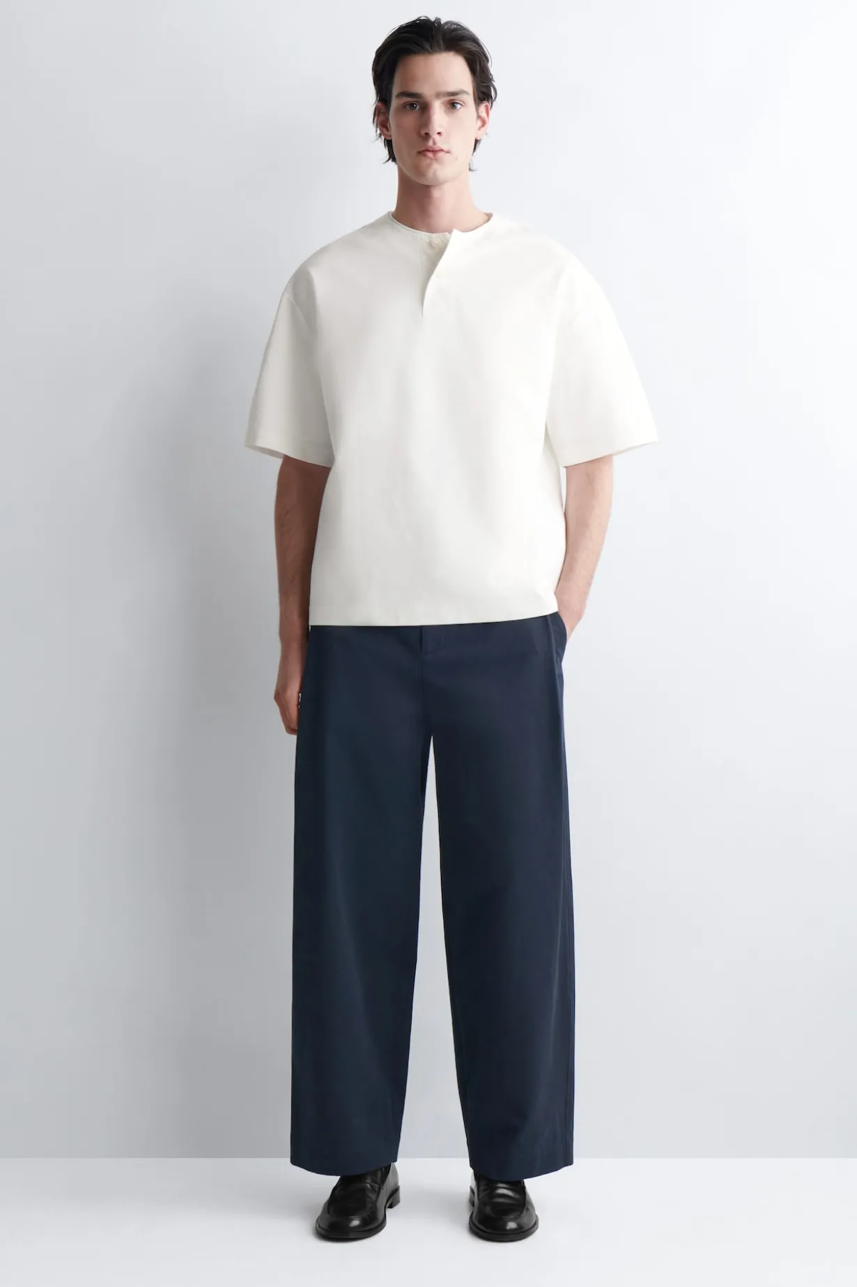 OVERSIZED COTTON-JERSEY HENLEY T-SHIRT