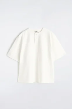 OVERSIZED COTTON-JERSEY HENLEY T-SHIRT
