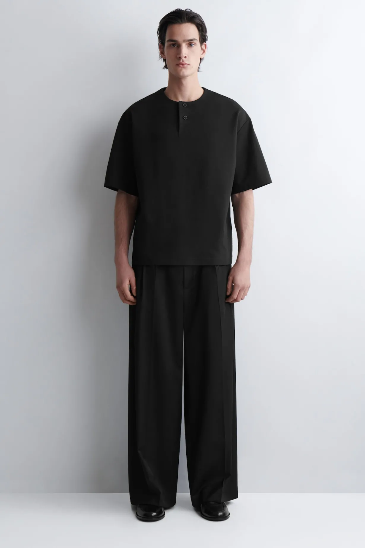 OVERSIZED COTTON-JERSEY HENLEY T-SHIRT