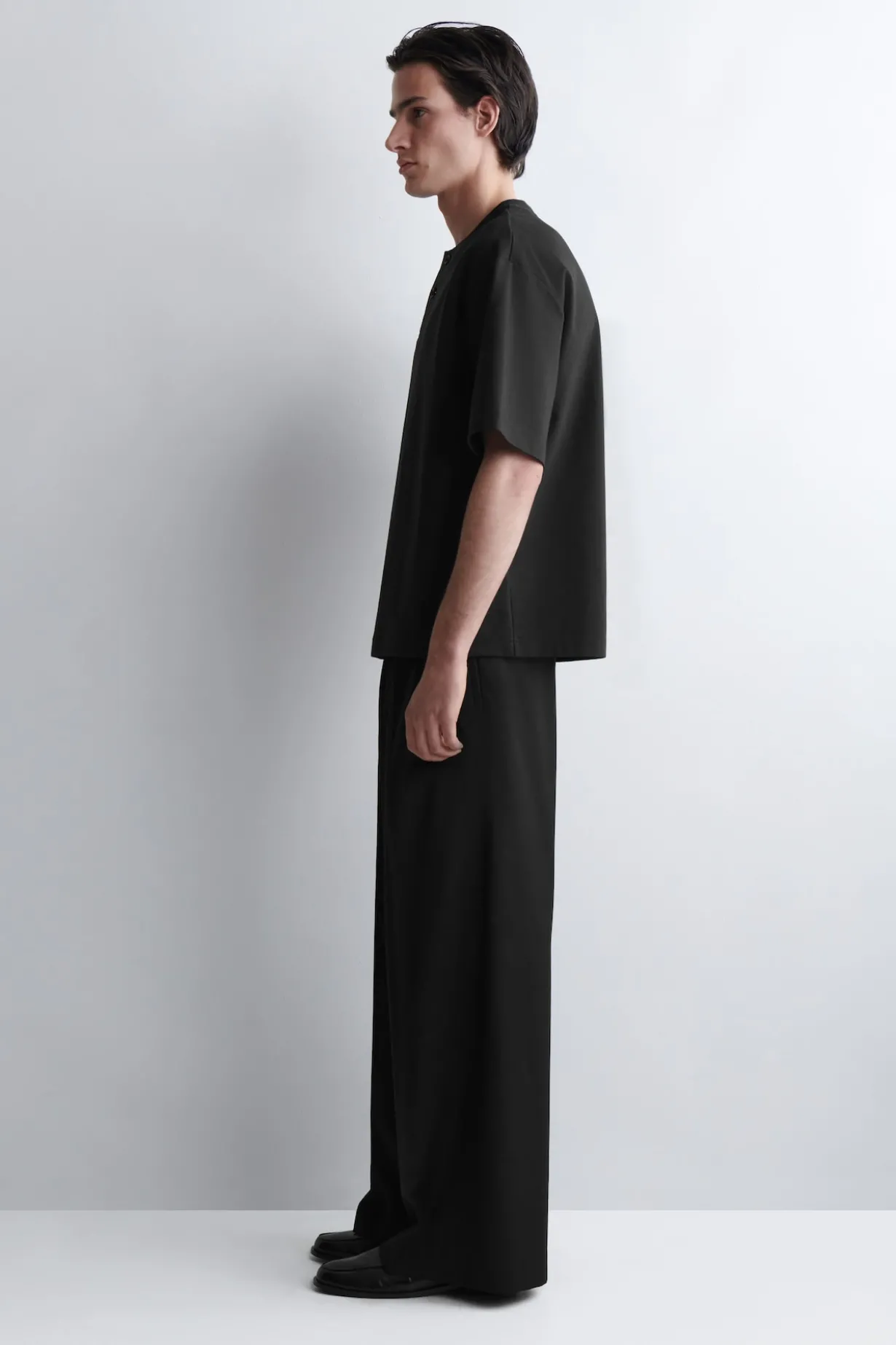 OVERSIZED COTTON-JERSEY HENLEY T-SHIRT