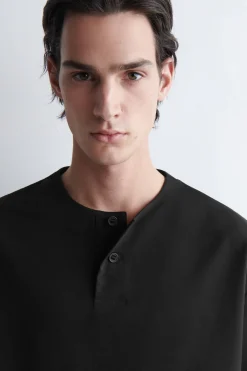 OVERSIZED COTTON-JERSEY HENLEY T-SHIRT