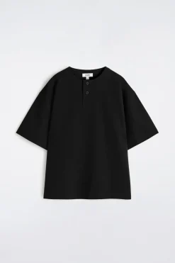 OVERSIZED COTTON-JERSEY HENLEY T-SHIRT