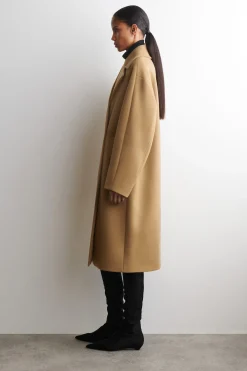 OVERSIZED DOUBLE-BREASTED WOOL LONG COAT