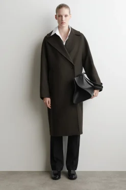 OVERSIZED DOUBLE-BREASTED WOOL LONG COAT