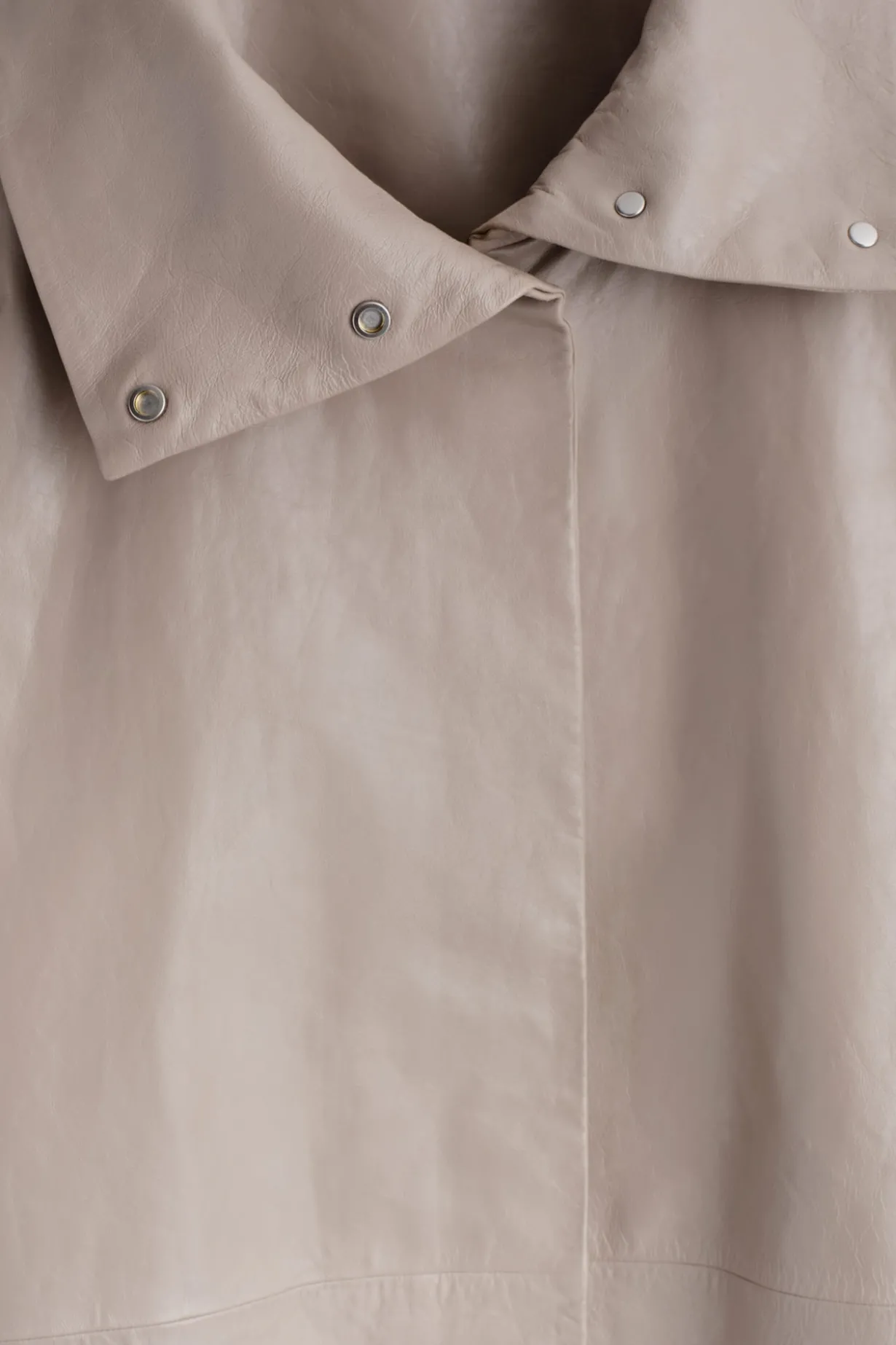 OVERSIZED LEATHER MOCK-NECK BOMBER JACKET