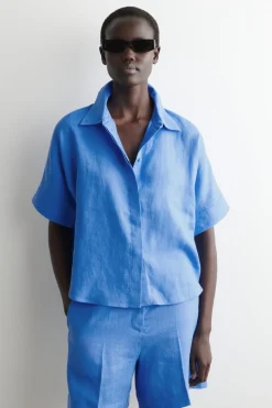 OVERSIZED SHORT-SLEEVED LINEN SHIRT
