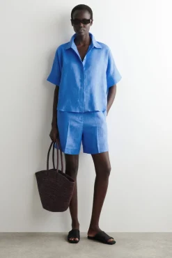 OVERSIZED SHORT-SLEEVED LINEN SHIRT
