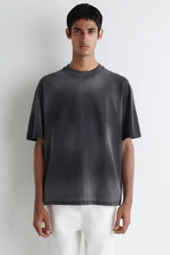 OVERSIZED WASHED-JERSEY MOCK-NECK T-SHIRT