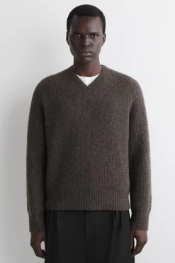 OVERSIZED WOOL-YAK V-NECK SWEATER