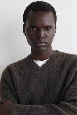 OVERSIZED WOOL-YAK V-NECK SWEATER