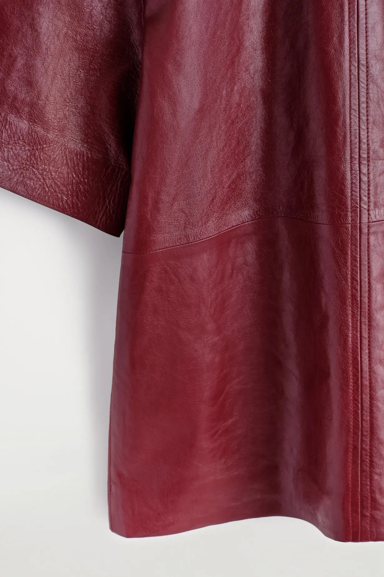 PANELLED TEXTURED-LEATHER T-SHIRT